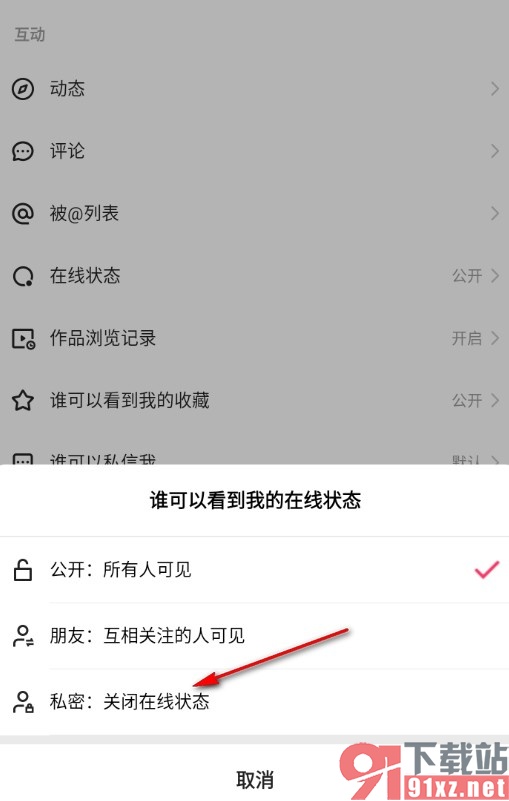 快手关闭在线状态的方法