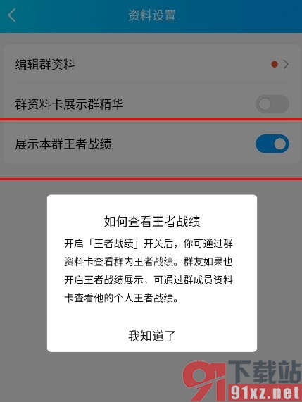 QQ手机版设置展示群聊中王者战绩的方法