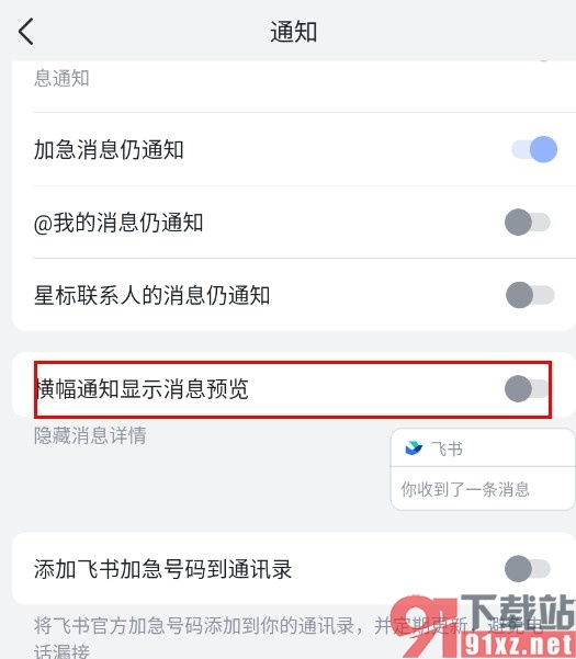 飞书手机版关闭消息预览功能的方法