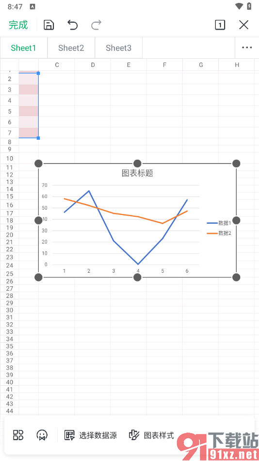 手机WPS折线图中设置图例在右侧显示的方法
