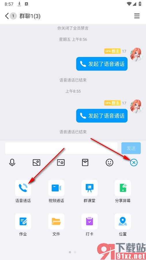 QQ手机版群语音通话设置全员静音的方法