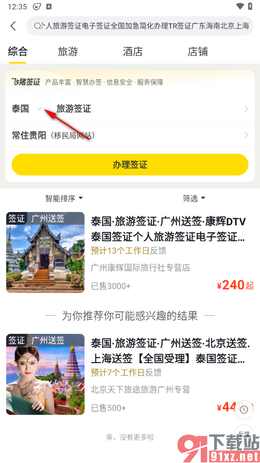 飞猪旅行app成功办理旅游签证的方法