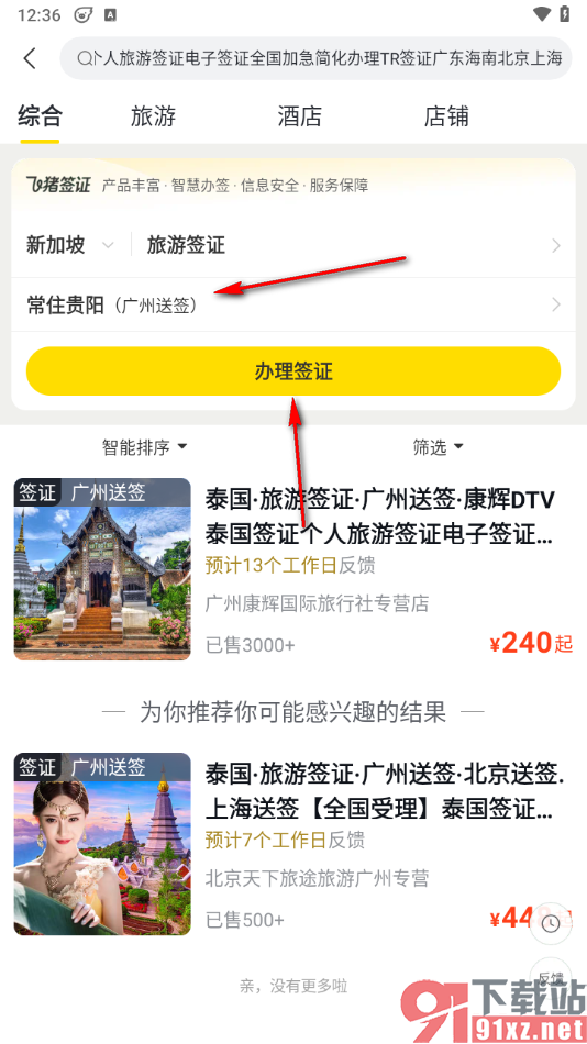 飞猪旅行app成功办理旅游签证的方法