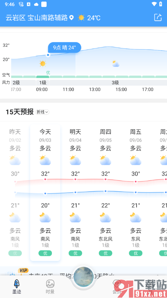 墨迹天气app定位当前所在地的方法