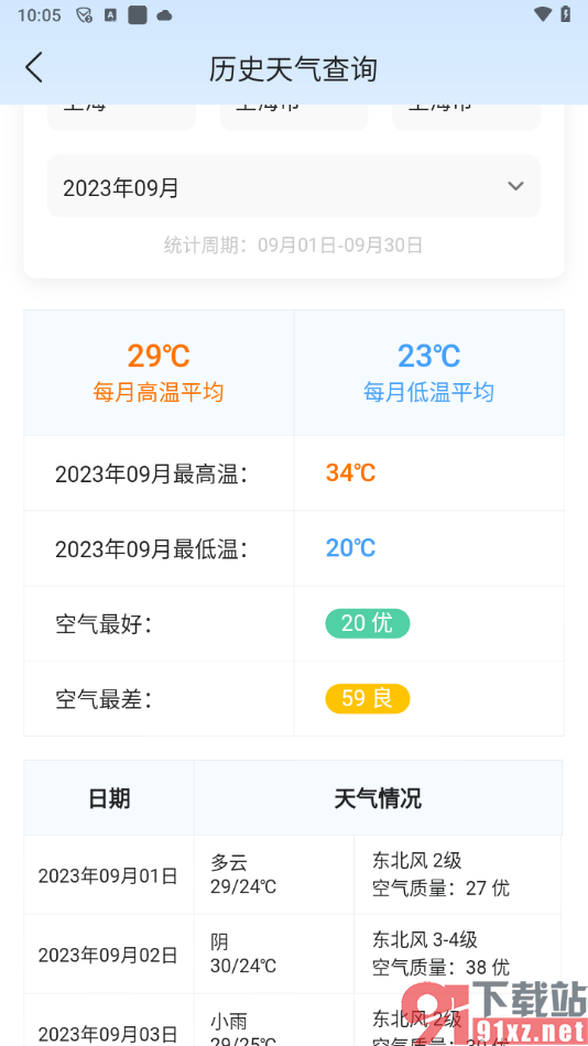 墨迹天气app查看历史天气的方法