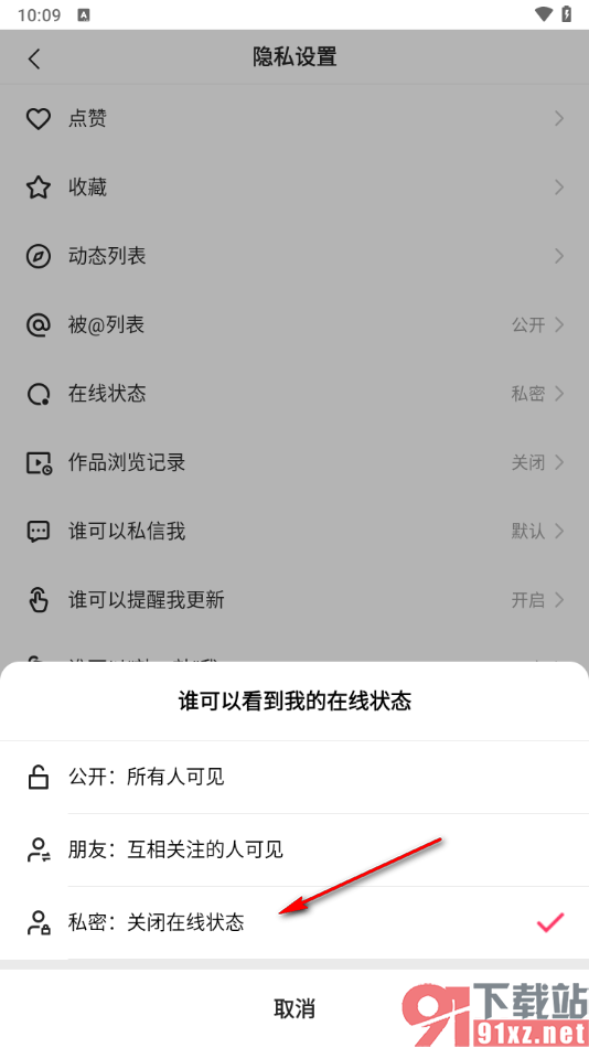 快手极速版app设置在线状态私密的方法