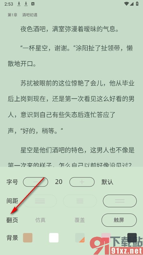 海棠书城手机版更换阅读翻页模式的方法