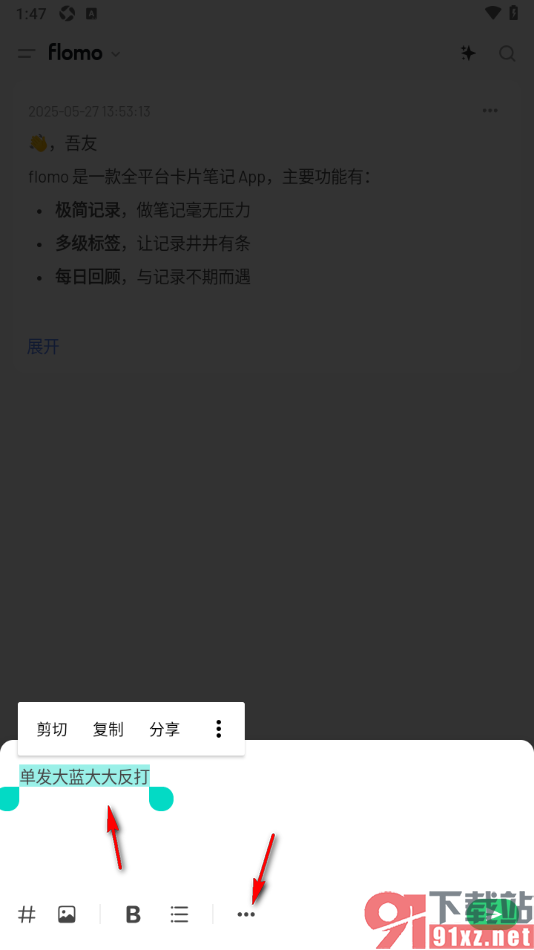 flomo浮墨笔记APP给文字添加下划线的方法