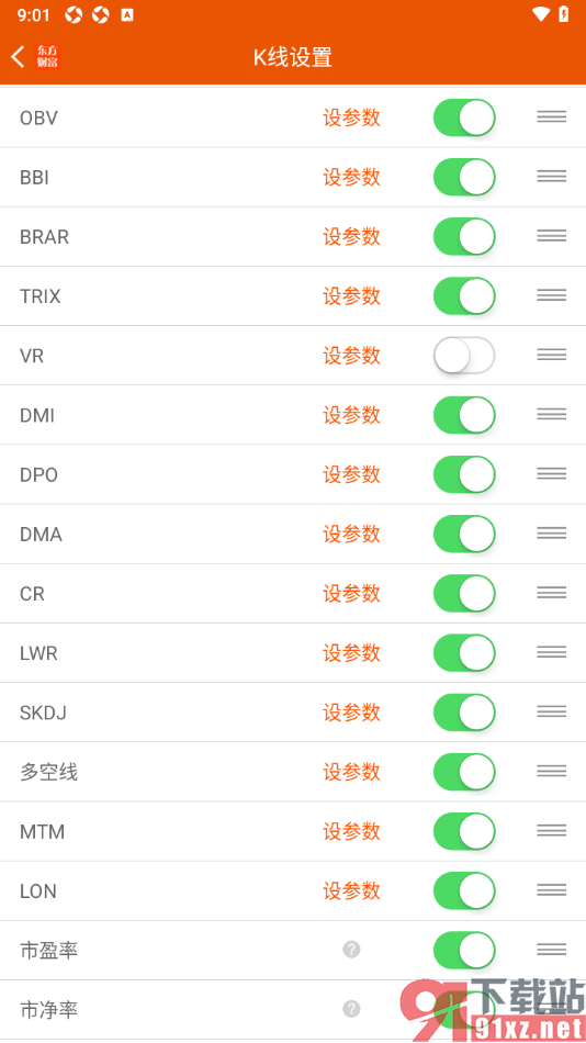 东方财富APP关闭k线VR参数显示的方法
