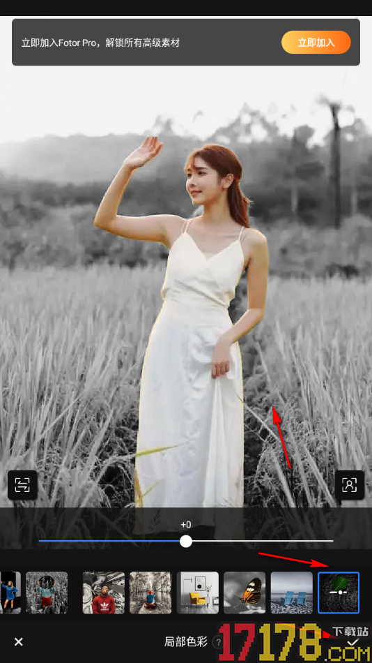 fotor手机版设置使用局部色彩功能更改图片背景色彩的方法